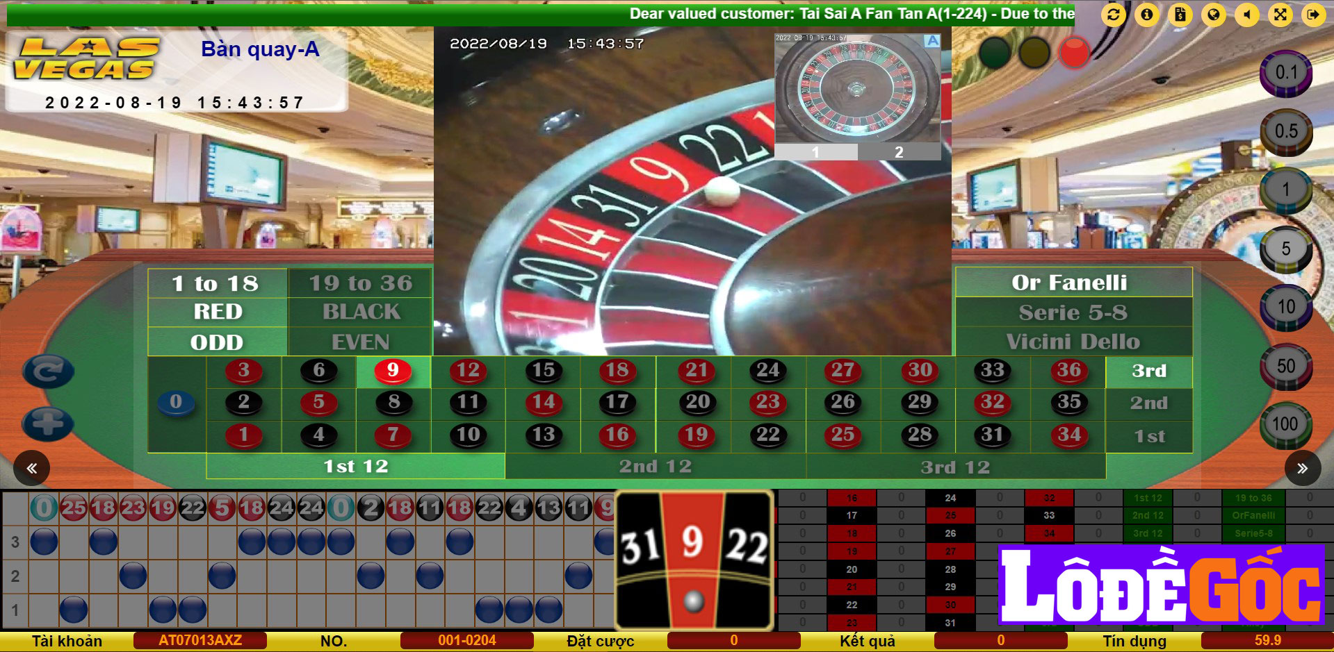 Roulette - Bàn quay LVS788 Roulette - Bàn quay LVS788