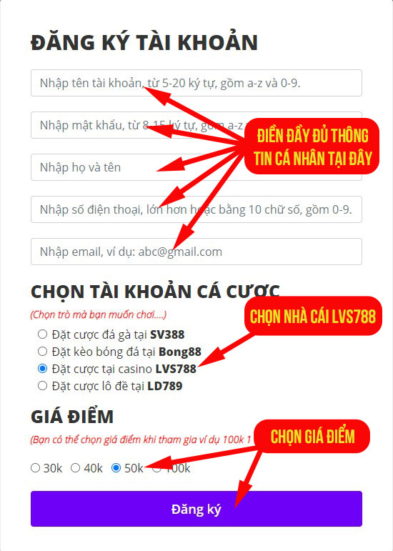 Đăng ký LVS788 Đăng ký LVS788