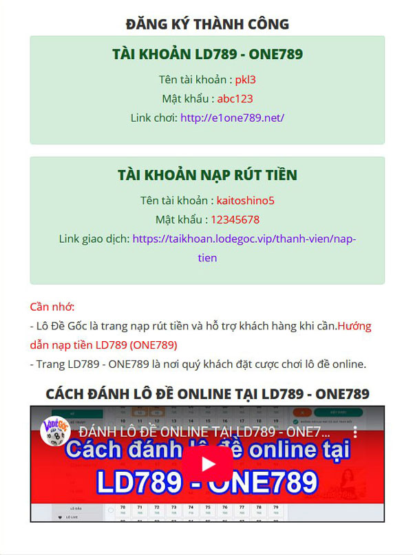 Nhận tài khoản LD789