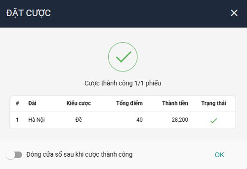 Xem lịch sử cược